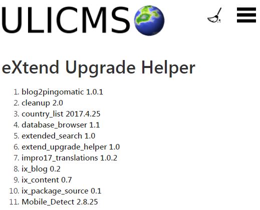 Screenshot eXtend Upgrade Helper