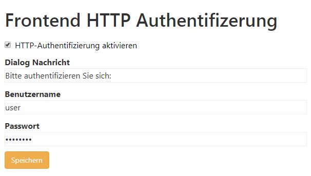 Frontend HTTP Authentifizierung - Einstellungen