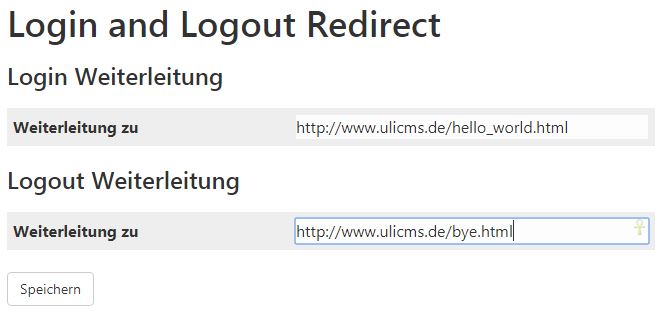 Screenshot Login and Logout Redirect
